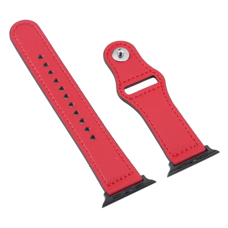 Apple Watchシリーズ用PUレザーブラックバックルウォッチバンド, 7 45mm / 6&SE&5&4 44mm / 3&2&1 42mm, 7 41mm / 6&SE&5&4 40mm / 3&2&1 38mm
