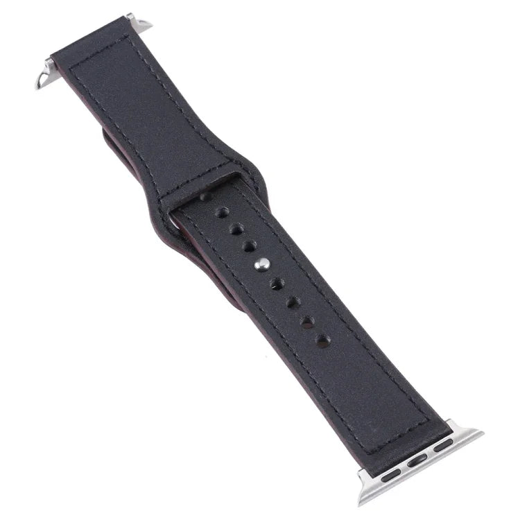 Apple Watchシリーズ用PUレザーシルバーバックルウォッチバンド, 7 45mm / 6&SE&5&4 44mm / 3&2&1 42mm, 7 41mm / 6&SE&5&4 40mm / 3&2&1 38mm