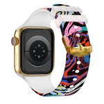スクエアバックルカラープリントウォッチバンド, Apple Watchシリーズ用, 7 45mm / 6&SE&5&4 44mm / 3&2&1 42mm, 7 41mm / 6&SE&5&4 40mm / 3&2&1 38mm