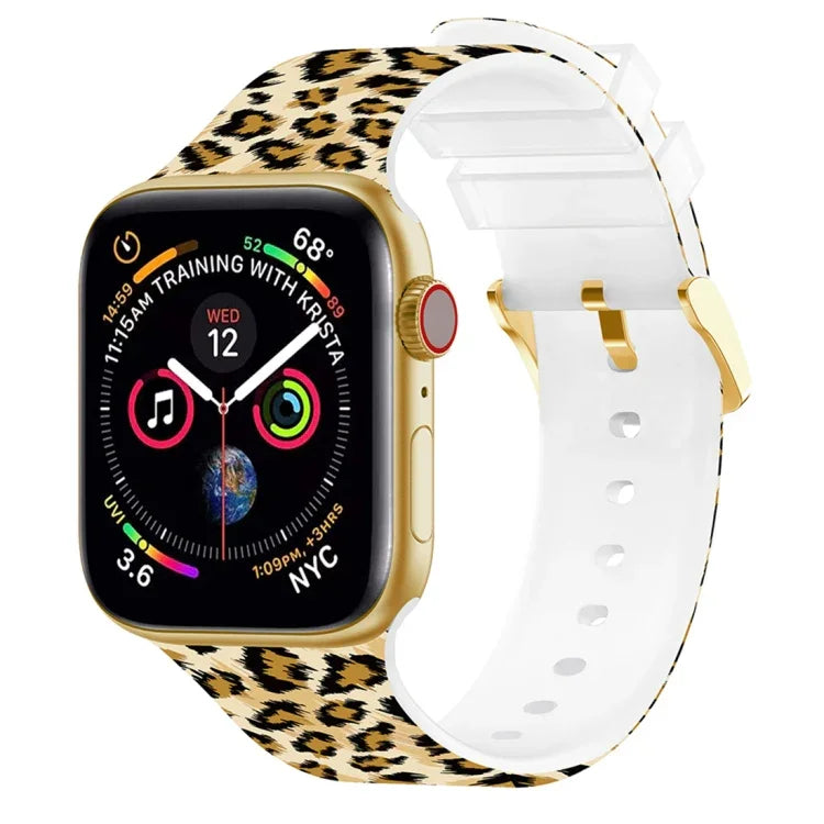 スクエアバックルカラープリントウォッチバンド, Apple Watchシリーズ用, 7 45mm / 6&SE&5&4 44mm / 3&2&1 42mm, 7 41mm / 6&SE&5&4 40mm / 3&2&1 38mm