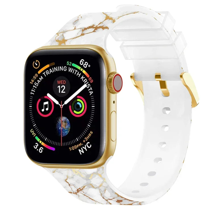 スクエアバックルカラープリントウォッチバンド, Apple Watchシリーズ用, 7 45mm / 6&SE&5&4 44mm / 3&2&1 42mm, 7 41mm / 6&SE&5&4 40mm / 3&2&1 38mm