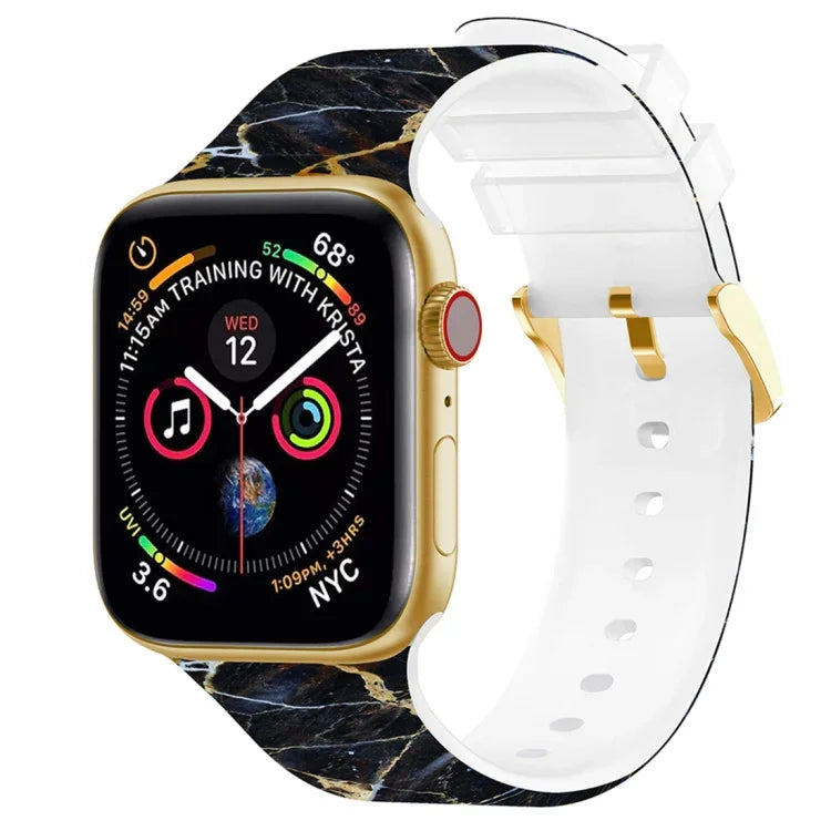 スクエアバックルカラープリントウォッチバンド, Apple Watchシリーズ用, 7 45mm / 6&SE&5&4 44mm / 3&2&1 42mm, 7 41mm / 6&SE&5&4 40mm / 3&2&1 38mm