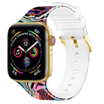 スクエアバックルカラープリントウォッチバンド, Apple Watchシリーズ用, 7 45mm / 6&SE&5&4 44mm / 3&2&1 42mm, 7 41mm / 6&SE&5&4 40mm / 3&2&1 38mm