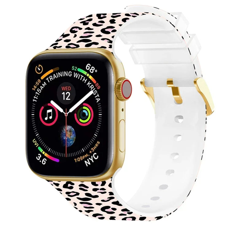 スクエアバックルカラープリントウォッチバンド, Apple Watchシリーズ用, 7 45mm / 6&SE&5&4 44mm / 3&2&1 42mm, 7 41mm / 6&SE&5&4 40mm / 3&2&1 38mm