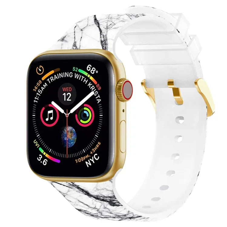 スクエアバックルカラープリントウォッチバンド, Apple Watchシリーズ用, 7 45mm / 6&SE&5&4 44mm / 3&2&1 42mm, 7 41mm / 6&SE&5&4 40mm / 3&2&1 38mm