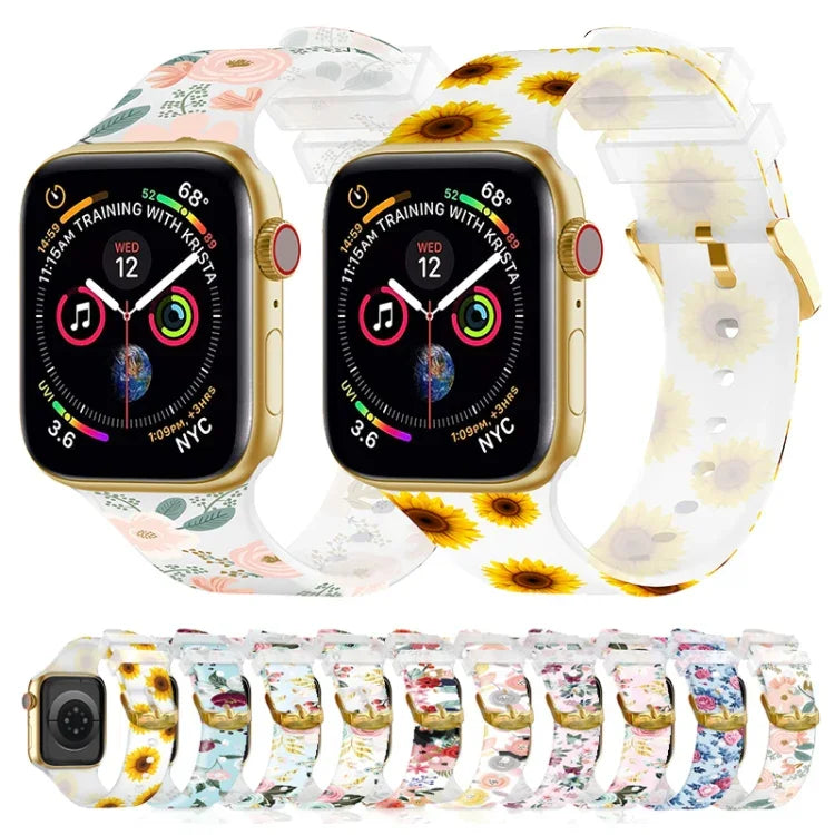 スクエアバックル透明ウォッチバンド, Apple Watchシリーズ用, 7 45mm / 6&SE&5&4 44mm / 3&2&1 42mm, 7 41mm / 6&SE&5&4 40mm / 3&2&1 38mm