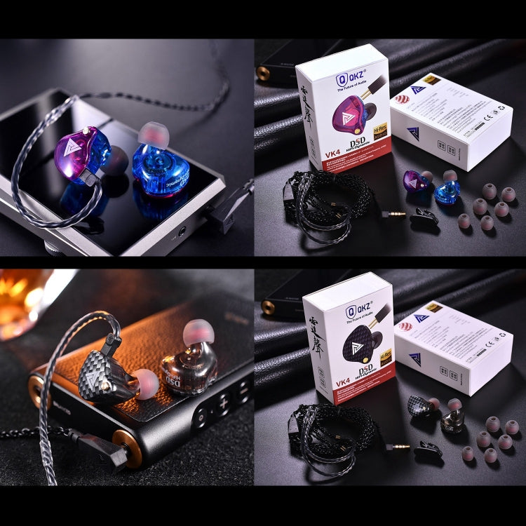 QKZ VK4 インイヤーサブウーファー HiFi 有線マイク付きイヤホン