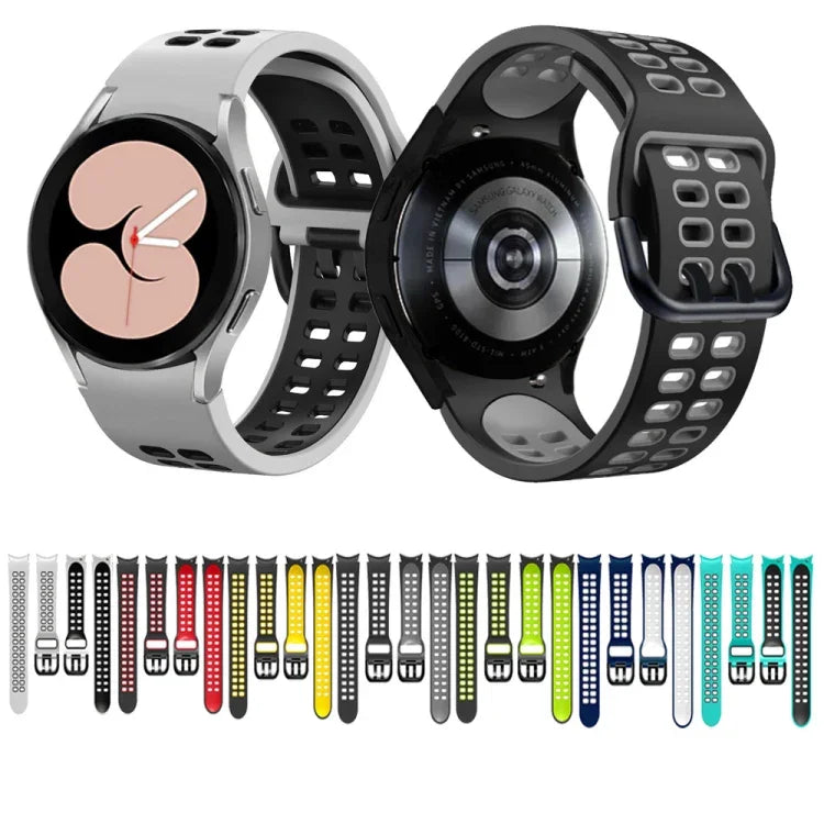 二重穴 二色シリコンウォッチバンド、Samsung Galaxy Watch 5 40mm用、Samsung Galaxy Watch 5 Pro 45mm用