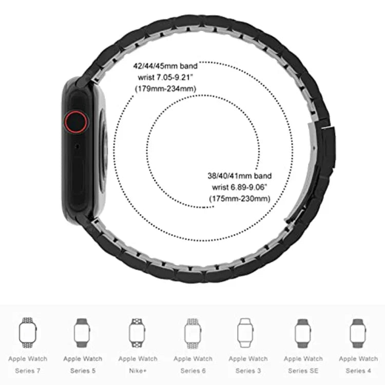 Apple Watchシリーズ用5ビーズステンレススチールウォッチバンド, 7 45mm / 6&SE&5&4 44mm / 3&2&1 42mm, 7 41mm / 6&SE&5&4 40mm / 3&2&1 38mm