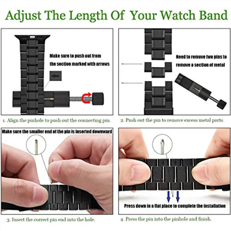 Apple Watchシリーズ用5ビーズステンレススチールウォッチバンド, 7 45mm / 6&SE&5&4 44mm / 3&2&1 42mm, 7 41mm / 6&SE&5&4 40mm / 3&2&1 38mm