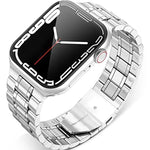 Apple Watchシリーズ用5ビーズステンレススチールウォッチバンド, 7 45mm / 6&SE&5&4 44mm / 3&2&1 42mm, 7 41mm / 6&SE&5&4 40mm / 3&2&1 38mm