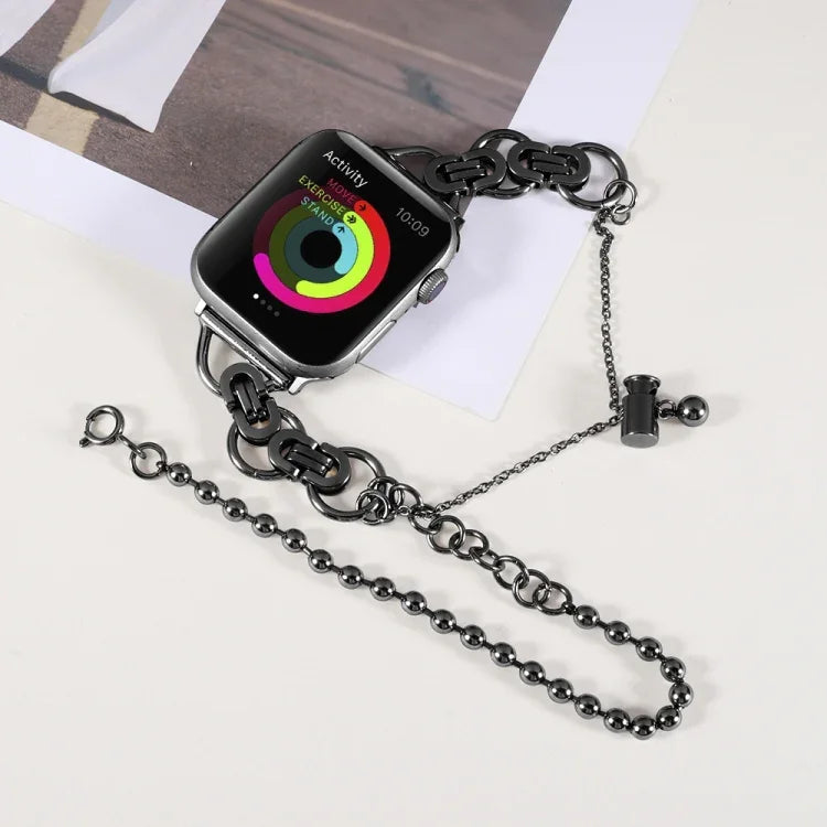 Apple Watchシリーズ用ダブルチェーン2ビーズステンレススチールウォッチバンド, 7 45mm / 6&SE&5&4 44mm / 3&2&1 42mm, 7 41mm / 6&SE&5&4 40mm / 3&2&1 38mm