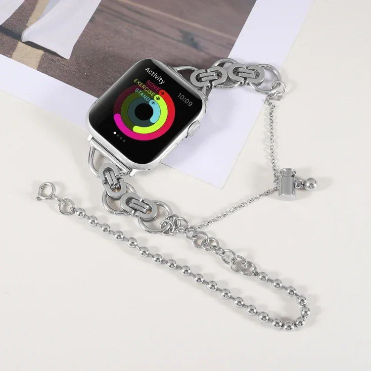 Apple Watchシリーズ用ダブルチェーン2ビーズステンレススチールウォッチバンド, 7 45mm / 6&SE&5&4 44mm / 3&2&1 42mm, 7 41mm / 6&SE&5&4 40mm / 3&2&1 38mm