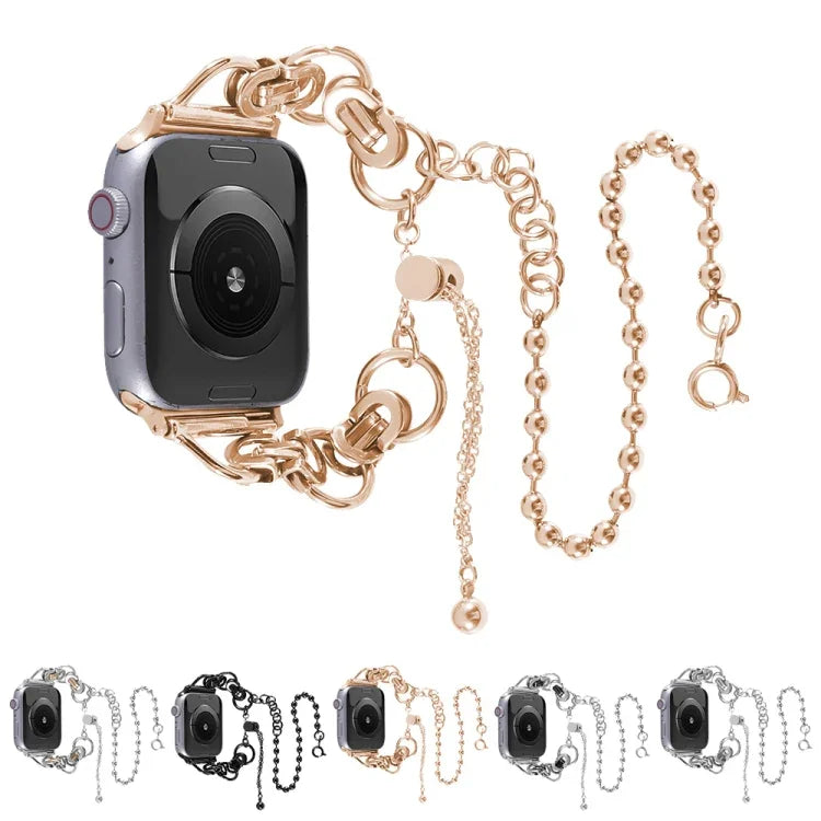 Apple Watchシリーズ用ダブルチェーン2ビーズステンレススチールウォッチバンド, 7 45mm / 6&SE&5&4 44mm / 3&2&1 42mm, 7 41mm / 6&SE&5&4 40mm / 3&2&1 38mm