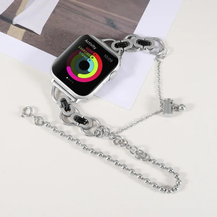 Apple Watchシリーズ用ダブルチェーン2ビーズステンレススチールウォッチバンド, 7 45mm / 6&SE&5&4 44mm / 3&2&1 42mm, 7 41mm / 6&SE&5&4 40mm / 3&2&1 38mm