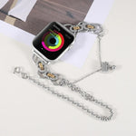 Apple Watchシリーズ用ダブルチェーン2ビーズステンレススチールウォッチバンド, 7 45mm / 6&SE&5&4 44mm / 3&2&1 42mm, 7 41mm / 6&SE&5&4 40mm / 3&2&1 38mm