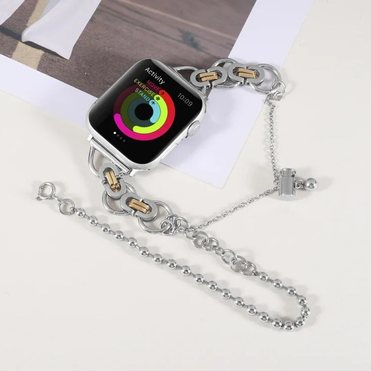 Apple Watchシリーズ用ダブルチェーン2ビーズステンレススチールウォッチバンド, 7 45mm / 6&SE&5&4 44mm / 3&2&1 42mm, 7 41mm / 6&SE&5&4 40mm / 3&2&1 38mm