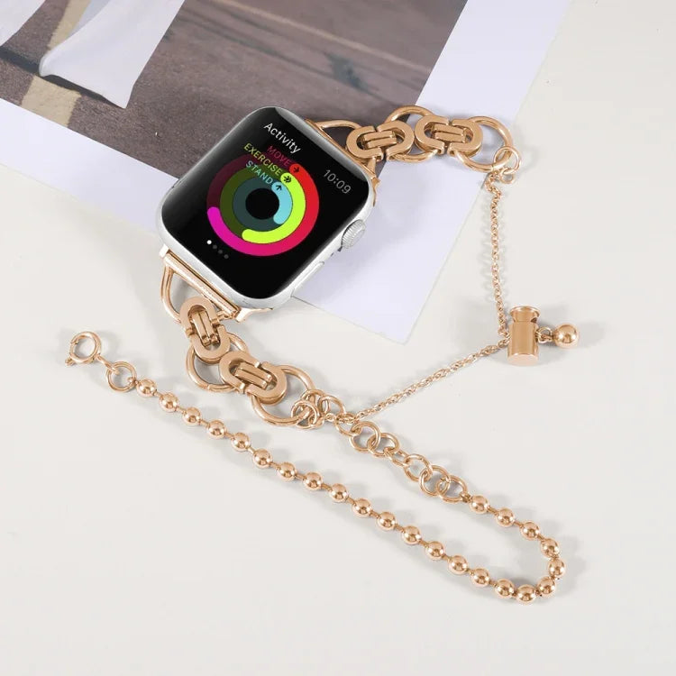 Apple Watchシリーズ用ダブルチェーン2ビーズステンレススチールウォッチバンド, 7 45mm / 6&SE&5&4 44mm / 3&2&1 42mm, 7 41mm / 6&SE&5&4 40mm / 3&2&1 38mm