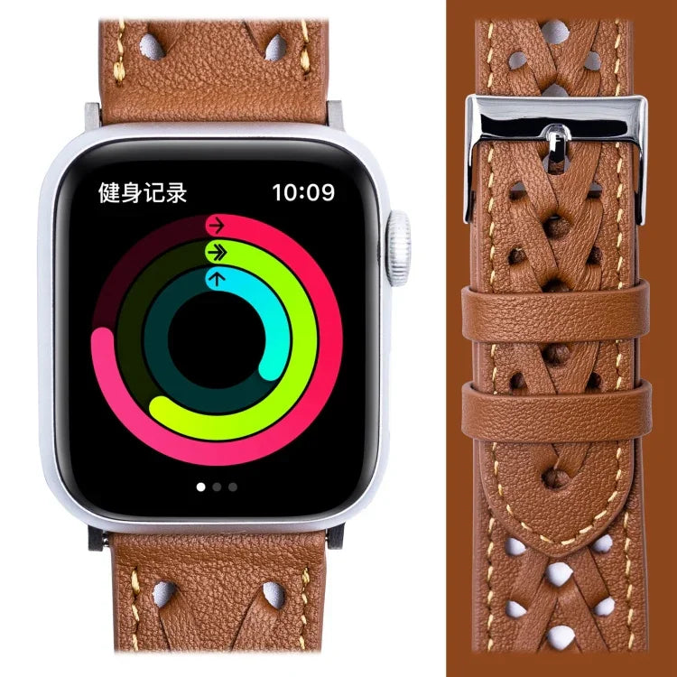 Apple Watchシリーズ用本革織りウォッチストラップ, 7 45mm / 6&SE&5&4 44mm / 3&2&1 42mm, 7 41mm / 6&SE&5&4 40mm / 3&2&1 38mm