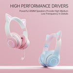 BT029C RGB Dual Modes Cat Ear Wireless Bluetooth Headphone