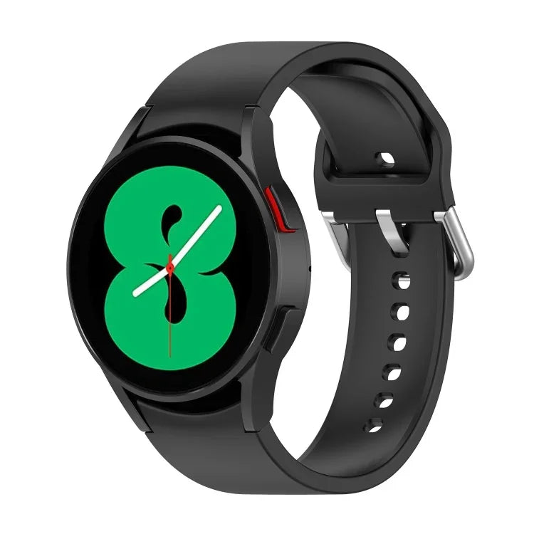 公式シリコンシルバーラウンドバックルウォッチバンド、Samsung Galaxy Watch 5 44mm用