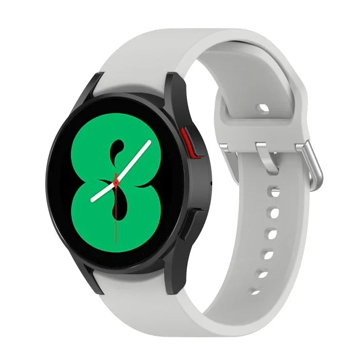 公式シリコンシルバーラウンドバックルウォッチバンド、Samsung Galaxy Watch 5 44mm用
