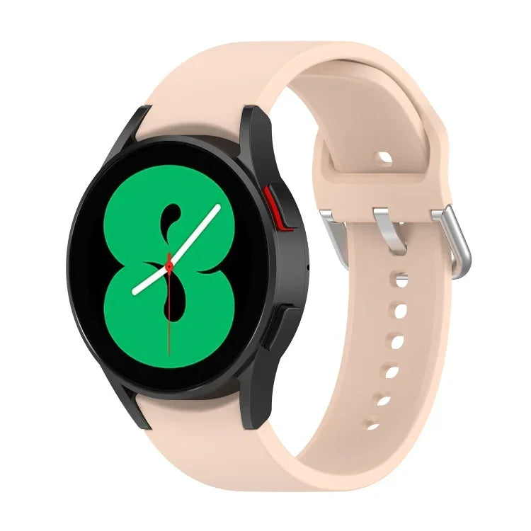 公式シリコンシルバーラウンドバックルウォッチバンド、Samsung Galaxy Watch 5 44mm用