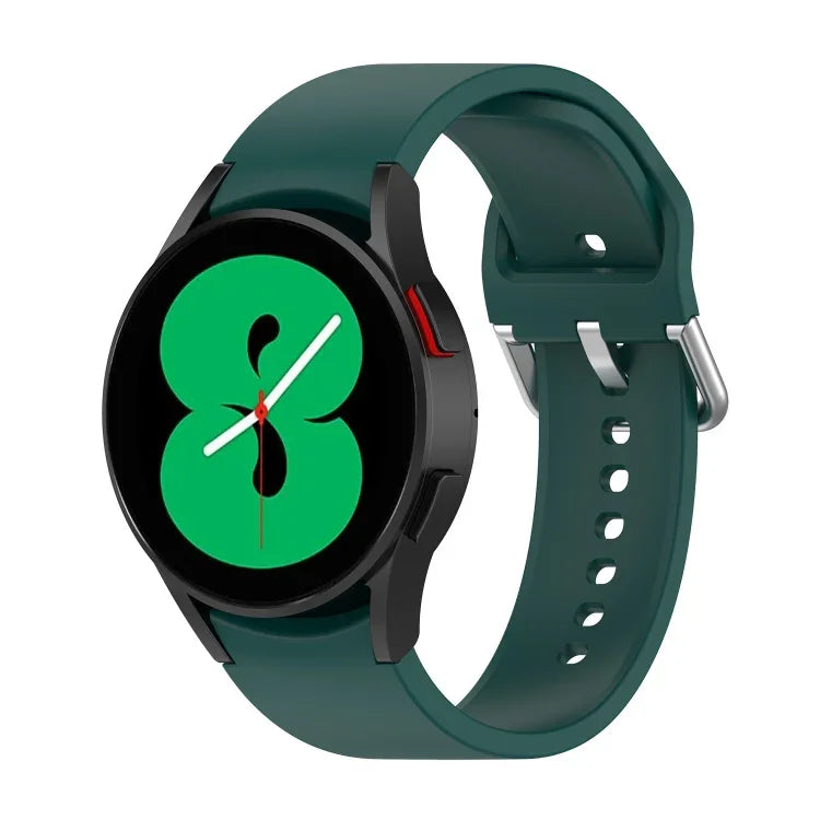 公式シリコンシルバーラウンドバックルウォッチバンド、Samsung Galaxy Watch 5 44mm用