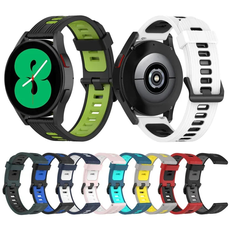 20mmツートーンストライプシリコンウォッチバンド、Samsung Galaxy Watch 5 40mm用、Samsung Galaxy Watch 5 44mm用、Samsung Galaxy Watch 5 Pro 45mm用