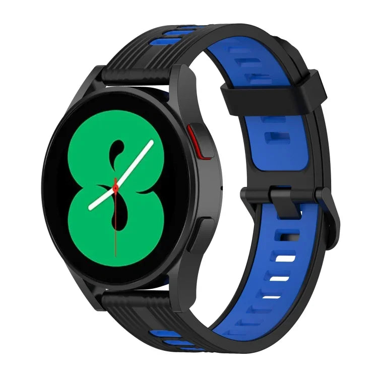 20mmツートーンストライプシリコンウォッチバンド、Samsung Galaxy Watch 5 40mm用、Samsung Galaxy Watch 5 44mm用、Samsung Galaxy Watch 5 Pro 45mm用