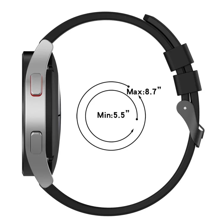 20mm ブラックバックル ステップシリコンウォッチバンド、Samsung Galaxy Watch 5 40mm用、Samsung Galaxy Watch 5 44mm用、Samsung Galaxy Watch 5 Pro 45mm用