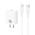REMAX RP-U5 Extreme 2シリーズ 20W PD充電器 + 1m USB-C / Type-C to 8ピン急速充電データケーブルセット、CNプラグ、EUプラグ、USプラグ