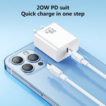 REMAX RP-U5 Extreme 2シリーズ 20W PD充電器 + 1m USB-C / Type-C to 8ピン急速充電データケーブルセット、CNプラグ、EUプラグ、USプラグ