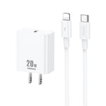 REMAX RP-U5 Extreme 2シリーズ 20W PD充電器 + 1m USB-C / Type-C to 8ピン急速充電データケーブルセット、CNプラグ、EUプラグ、USプラグ