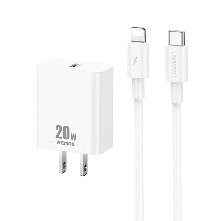 REMAX RP-U5 Extreme 2シリーズ 20W PD充電器 + 1m USB-C / Type-C to 8ピン急速充電データケーブルセット、CNプラグ、EUプラグ、USプラグ