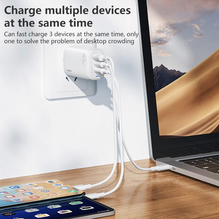 REMAX RP-U55 Territoryシリーズ 65W USB+デュアルUSB-C / Type-Cインターフェース急速充電器、EUプラグ、UKプラグ、CNプラグ