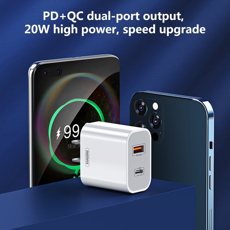 REMAX RP-U68 Speedyシリーズ 20W USB+USB-C/Type-Cインターフェース急速充電器、CNプラグ、EUプラグ、UKプラグ、USプラグ