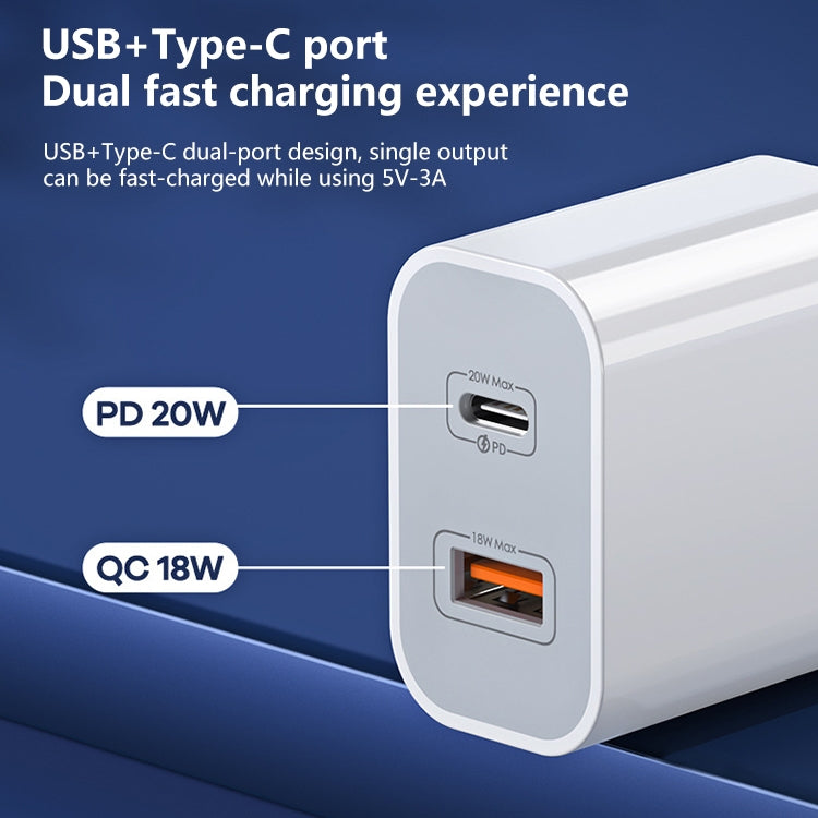 REMAX RP-U68 Speedyシリーズ 20W USB+USB-C/Type-Cインターフェース急速充電器、CNプラグ、EUプラグ、UKプラグ、USプラグ
