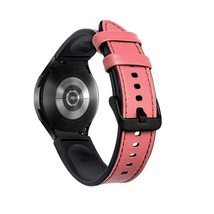 シリコン＋レザー ブラックバックルウォッチバンド、Samsung Galaxy Watch5 Pro 45mm／5 44mm／5 40mm用