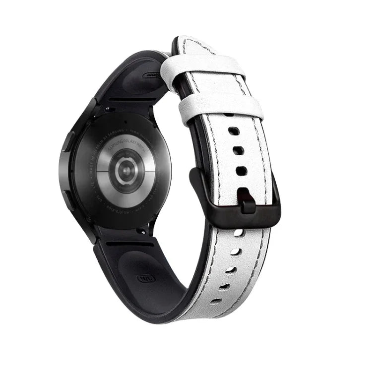 シリコン＋レザー ブラックバックルウォッチバンド、Samsung Galaxy Watch5 Pro 45mm／5 44mm／5 40mm用
