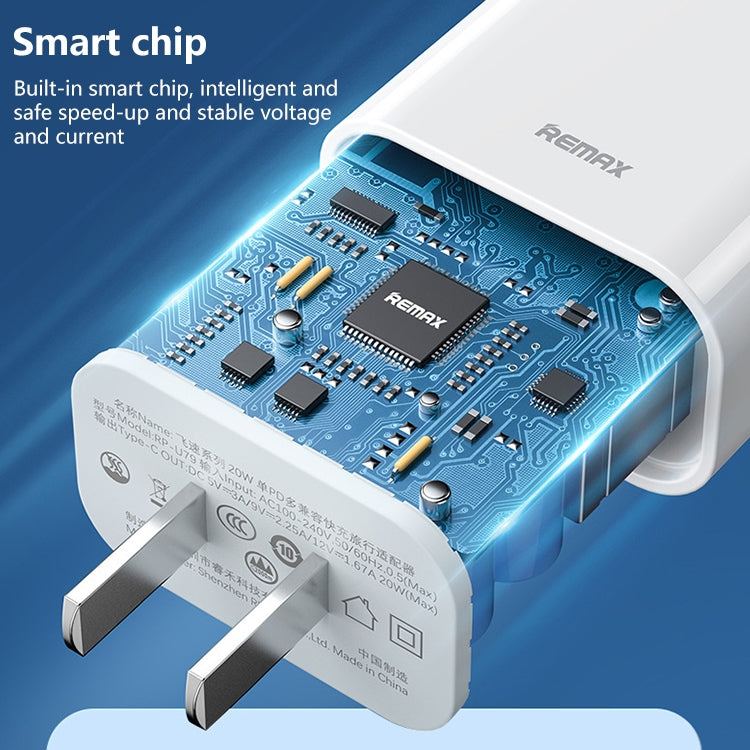 REMAX RP-U79 Speedシリーズ 20W USB-C/Type-C マルチ対応急速充電器、CNプラグ、EUプラグ、UKプラグ