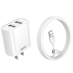 REMAX RP-U35 Janeシリーズ 2.1A デュアルUSBポート急速充電器セット、8ピン、Micro USB、USB-C/Type-C