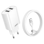 REMAX RP-U35 Janeシリーズ 2.1A デュアルUSBポート急速充電器セット、8ピン、Micro USB、USB-C/Type-C