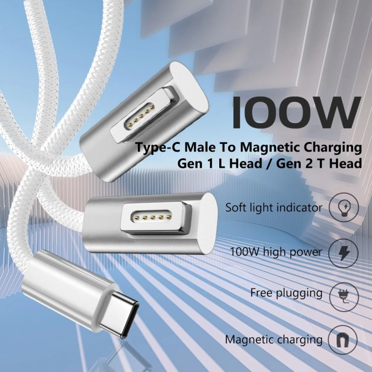 100W 5ピン MagSafe 2（T字型）からUSB-C / Type-C PD充電ケーブル、ケーブル長さ：1.8m、MagSafe 2（T字型）