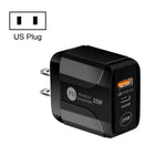 25W PD Type-C + QC3.0 USBポートトラベルチャージャー、USプラグ、EUプラグ