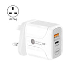 25W PD Type-C + QC3.0 USBポート トラベルチャージャー、UKプラグ