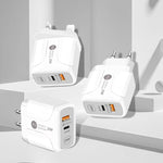 25W PD Type-C + QC3.0 USBポート トラベルチャージャー、UKプラグ
