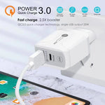 25W PD Type-C + QC3.0 USBポート トラベルチャージャー、UKプラグ