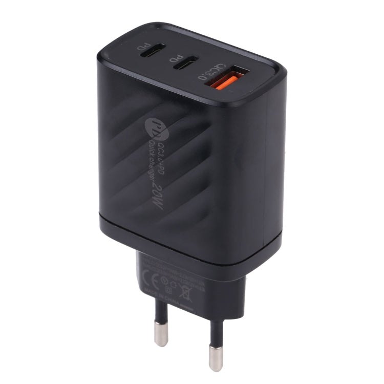 AR-892 3イン1 QC3.0 PD20W USB + USB-C / Type-C 壁用トラベルチャージャー、EUプラグ、UKプラグ