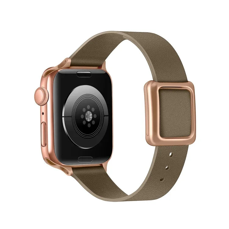 マグネット式ローズゴールドスクエアバックルウォッチバンド Apple Watchシリーズ用、7 45mm / 6&SE&5&4 44mm / 3&2&1 42mm、7 41mm / 6&SE&5&4 40mm / 3&2&1 38mm